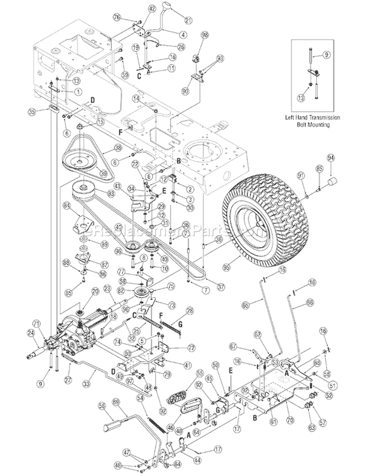 Page B Diagram and Parts List for 13BX605G755 2007 Yard Man Lawn Tractor